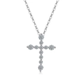 Funkelnde S925 Sterlingsilber Kreuzkette mit Zirkonia-Anhängern in strahlendem Silber - Kreuzanhänger (PXZ518) / 925er Silber / Platin