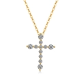 Edle S925 Silberkette in Gold mit glänzendem Zirkonia-Kreuzanhänger und feiner O-Kette - Kreuzanhänger (PXZ518) / 925er Silber / 18K-Gold