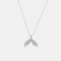 Elegant silver mermaid tail necklace with sparkling pavé zircons on a classic link chain - 925 Silver / Platinum