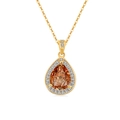 Collana con ciondolo a pera color champagne e cristalli su catena dorata - Placcato Oro 18K (Zirconia Champagne)