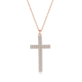 Roségoldene Kreuzhalskette für Damen mit funkelnden Zirkonia in Pavéfassung - Kreuzanhänger (PXZ520) / 925er Silber / Roségold