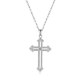 Halskette aus S925 Sterlingsilber mit Kreuzanhänger, geometrischen Details und Zirkonia - Kreuzanhänger (PXZ521) / 925er Silber / Platin