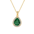 Elegante collana d'oro con ciondolo a smeraldo a goccia e diamanti a baguette - Tonalità Oro 18K (Zirconia Verde Smeraldo)