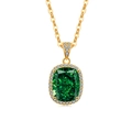 Élégant pendentif avec pierre précieuse vert émeraude et finition raffinée en or 18 carats - Ton Or 18K (Zircone Vert Émeraude)
