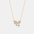 Elegante gouden vlinderketting met glinsterende pavé-vleugels en peervormige kristallen - 925 zilver / Platina