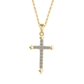 Elegante goldene Kreuzkette mit funkelnden Zirkonia-Steinen für einen edlen Look - Kreuzanhänger (PXZ523) / 925er Silber / 18K-Gold