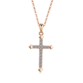 Elegante Halskette mit Kreuzanhänger aus Roségold S925 Sterlingsilber mit weißen Steinen - Kreuzanhänger (PXZ523) / 925er Silber / Roségold