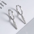 Elegant S925 sterling silver hoop earrings featuring micro-set zircon triangle pendants - Platinum