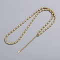 Polished gold beaded necklace with oval rice-shaped beads and a lobster clasp closure - 925 Silver / Gold