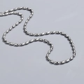Polished S925 sterling silver beaded necklace with oval links in a minimalist style - 925 Silver / Thai Silver