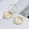 Minimalist gold S925 sterling silver hoop earrings with irregular wavy round pendants - Gold
