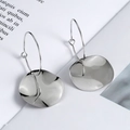 Minimalist S925 sterling silver geometric hoop earrings with irregular wave disc charms - Silver