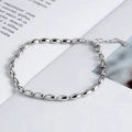 Minimalist S925 sterling silver beaded bracelet with oval rice beads and lobster clasp - Silver