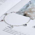 Elegante pulsera de plata de ley S925 con dijes de conchas y circonitas de corazones - Estilo Concha Plateada (Estilo Plateado 3)