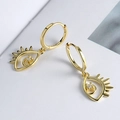 Elegante S925 zilveren duivelsenoog oorringen met gouden plating en glanzende zirkoon - 925 zilver / Goud