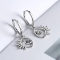 Elegante S925 zilveren Evil Eye oorbellen met fonkelende zirkoon en wimperdetail - 925 zilver / Zilver