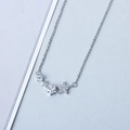 Elegant S925 sterling silver star necklace with zircon pavé on a minimalist chain - Platinum