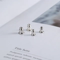 Minimalist S925 sterling silver flower ear nut replacements in bullet style and bright finish - 925 Silver / Pure Silver Platinum