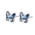 Sparkling blue crystal butterfly stud earrings in 925 sterling silver minimalist style - 925 Silver / Platinum