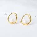 S925 Sterling Silber Gold Tropfenohrringe mit Perle im unregelmäßigen Design - 925er Silber / Gold