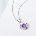 Elegante 925 sterling zilveren ketting met spiraalvormige paarse zirkoon hanger - Paarse Zirkonia Hanger (Pendant Only (Without Chain)) / 925 zilver / Paars