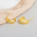 Chic S925 silver C-shaped gold earrings with classic quilted rhombus texture - Gold