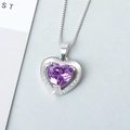 Exquisite sterling silver necklace with a brilliant purple heart gemstone pendant - Purple / Pendant Only