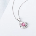 925 zilveren ketting met rozenhanger en een schitterende roze edelsteen in het hart - Roze Zirkonia Hanger (Pendant Only (Without Chain)) / 925 zilver / Roze