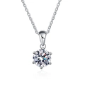 Classic S925 sterling silver necklace featuring 1-carat six-prong moissanite pendant - Six-Prong Necklace (White Gold)