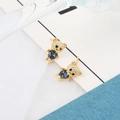 S925 sterling silver bear stud earrings with blue crystal and pave cubic zirconia - 18K Gold (PED191) / Stud Earrings