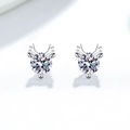 Eleganti orecchini a lobo a forma di renna in argento S925 con scintillanti zirconi cubici - Argento 925 / Zircone trasparente