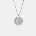 Minimalistische S925 sterling zilveren halsketting met ronde hanger en kristallen letter A - 925 zilver / Platina (Letter A)