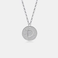 Elegante S925 sterling zilveren ketting met schitterende pavé gezette letter D hanger voor - 925 zilver / Platina (Letter D)