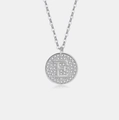 Minimalistische S925 sterling zilveren ketting met ronde hanger en pavé letter E - 925 zilver / Platina (Letter E)