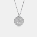 Minimalistische S925 sterling zilveren ketting met glanzende letter G hanger en kristallen - 925 zilver / Platina (Letter G)