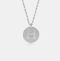 Minimalistische s925 zilveren ketting met een met kristal bezette letter H hanger - 925 zilver / Platina (Letter H)
