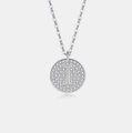 Elegante s925 zilveren ketting met ronde hanger, pave-gezette letter I en zirkonia stenen - 925 zilver / Platina (Letter I)