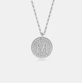 S925 sterling zilveren ketting met ronde hanger en schitterende zircon M initialen - 925 zilver / Platina (Letter M)