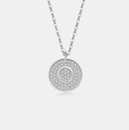 Elegante S925 zilveren ketting met glanzende ronde hanger met letter O en strass - 925 zilver / Platina (Letter O)