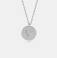 S925 sterling zilveren ketting met ronde pave diamant hanger en de letter V - 925 zilver / Platina (Letter V)