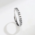 Adjustable S925 sterling silver ring featuring engraved vintage Buddhist mantra symbols - Adjustable Open / Thai Silver (Narrow-PNJ580)