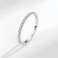 Elegant S925 sterling silver eternity ring featuring a full row of sparkling pavé crystals - Size 5 / White Gold Color (White Zirconia, 1g)