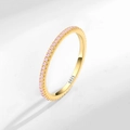 Bague éternité mince en argent S925 doré sertie de pierres en zircone cubique rose - Taille 10 / Couleur Or 18K (Zircone Rose)