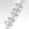 S925 sterling silver open rings with sparkling pavé zircon initial letters V M Q J U - Letter A / Platinum