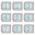 Italian modular charm bracelet set with blue Arabic numerals 1-9 in polished stainless steel - Blue Number 1 (5159)