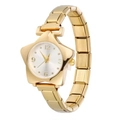 Montre chic en acier inoxydable plaqué or 18 carats avec cadran en étoile et bracelet extensible - Or-Cadran Blanc