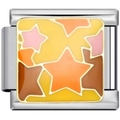 Détail d'un maillon de bracelet italien avec étoiles colorées sur base en acier inoxydable - Style Étoile (2455)