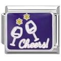 Italienisches Charm-Modul aus Edelstahl mit Cheers-Emaille-Party-Muster - Cheers Toast