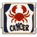 Detailed macro view of an Italian charm module featuring a red Cancer zodiac sign - Cancer Style (2449)