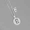S925 sterling silver necklace featuring two letter E pendants with sparkling crystals - Silver (Letter E)